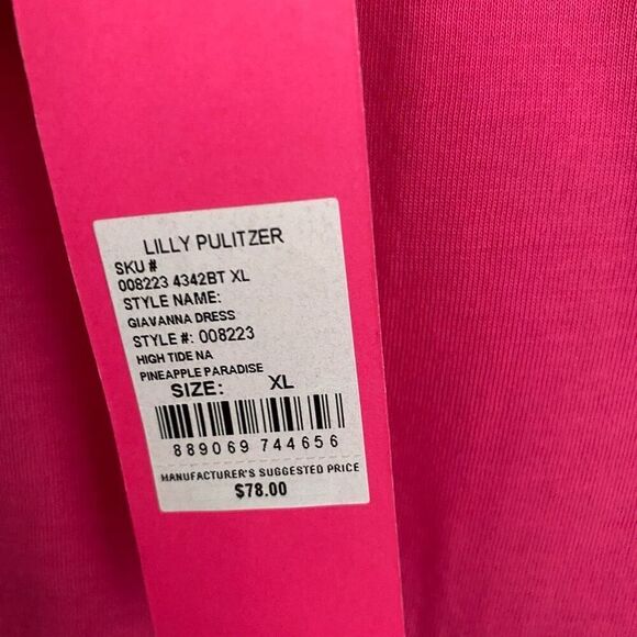 Lilly Pulitzer Girls' Mini Giavanna Dress XL High Tide Navy Pineapple Paradise - Picture 5 of 6